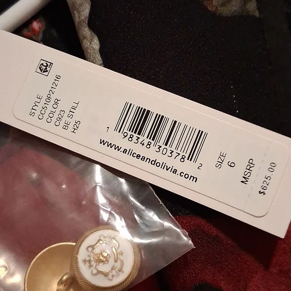 Alice + Olivia Breann Black Floral Slim-fit Blazor - Pink And Red - Size 6 - NWT - Picture 12 of 12